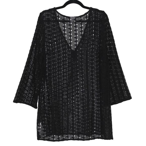 LCW Black Knit Swim Coverup Tunic Dress Size 2XL - Picture 4 of 5